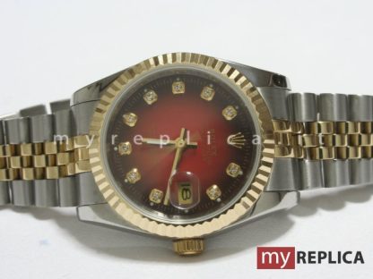 Rolex Datejust Quadrante Rosso Replica Acciaio e Oro  16233 - immagine 2