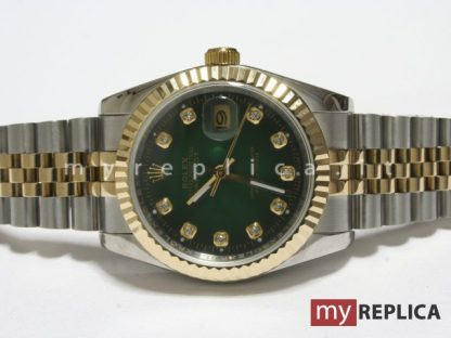 Rolex Datejust Quadrante Verde Replica Acciaio e Oro 10462 - immagine 2