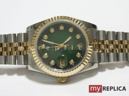 Rolex Datejust Quadrante Verde Replica Acciaio e Oro 10462 - immagine 3