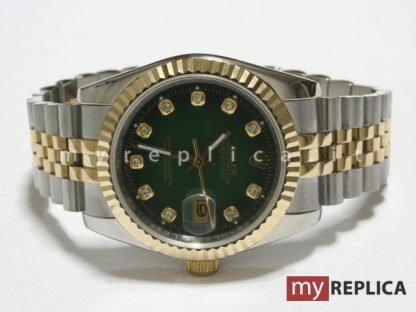 Rolex Datejust Quadrante Verde Replica Acciaio e Oro 10462 - immagine 9