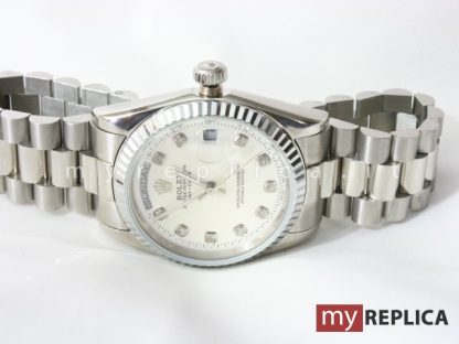 Rolex Day Date Quadrante Bianco con Diamanti Replica 218239 - immagine 4