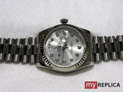 Rolex Day Date Quadrante Argento con Diamanti Replica - immagine 2