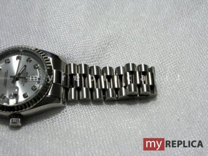 Rolex Day Date Quadrante Argento con Diamanti Replica - immagine 3