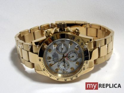 Rolex Daytona Replica Oro Quadrante Bianco con Diamanti