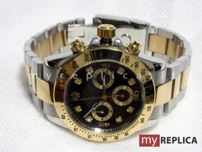 Rolex Daytona Imitazione Quadrante Nero Acciaio e Oro Eta Svizzero