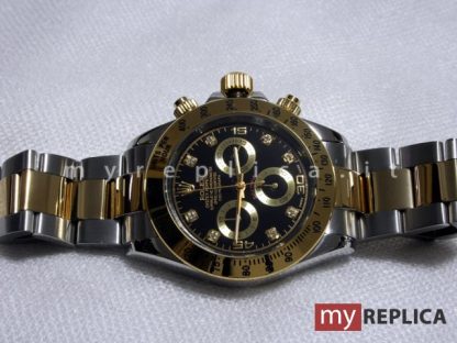 Rolex Daytona Imitazione Quadrante Nero Acciaio e Oro Eta Svizzero - immagine 2