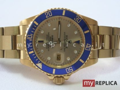 Rolex Submariner Oro Date Quadrante Oro con Diamanti Ghiera Blu 116618LB - immagine 4