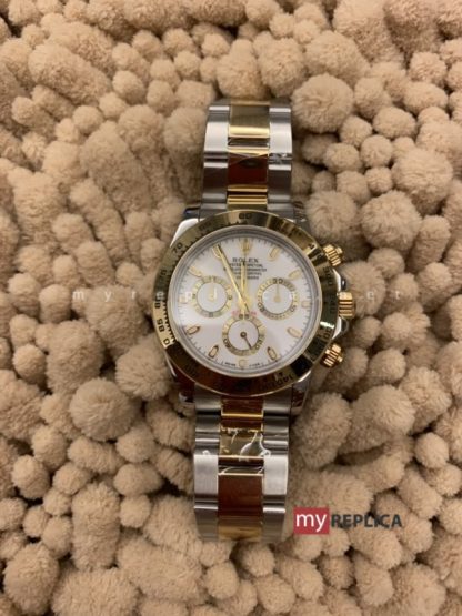 Rolex Daytona Acciaio e Oro Quadrante Bianco Replica Eta Svizzero