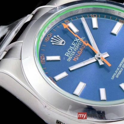 Rolex Milgauss Quadrante Blu Vetro Zaffiro Verde Super Clone 116400GV - immagine 4