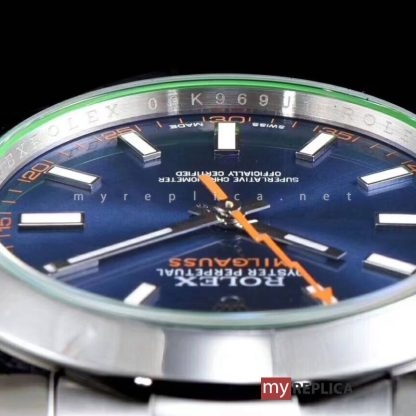 Rolex Milgauss Quadrante Blu Vetro Zaffiro Verde Super Clone - immagine 5