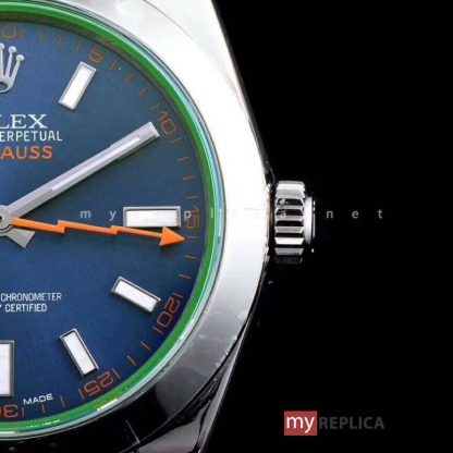 Rolex Milgauss Quadrante Blu Vetro Zaffiro Verde Super Clone - immagine 6