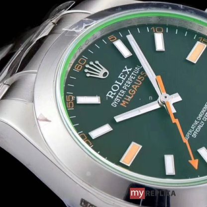 Rolex Milgauss Quadrante Nero Vetro Zaffiro Verde Super Clone - immagine 2