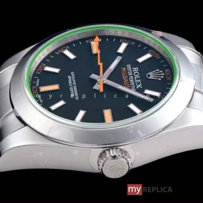 Rolex Milgauss Quadrante Nero Vetro Zaffiro Verde Super Clone - immagine 3