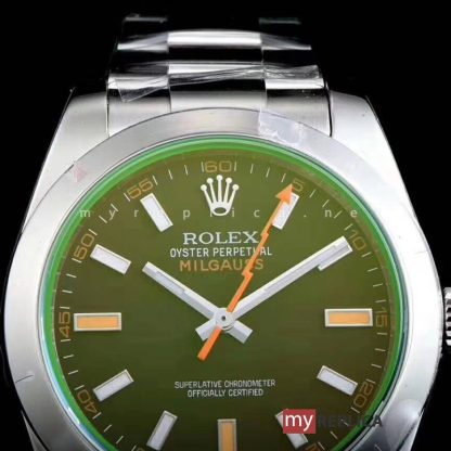 Rolex Milgauss Quadrante Nero Vetro Zaffiro Verde Super Clone - immagine 4