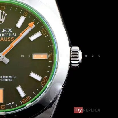 Rolex Milgauss Quadrante Nero Vetro Zaffiro Verde Super Clone - immagine 5